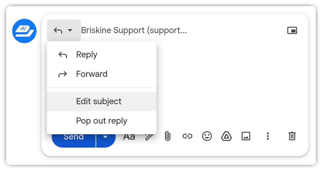 Edit the email subject on a reply in Gmail.